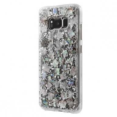 CaseMate Karat Case - дизайнерски кейс с истински перлени и сребърни нишки за Samsung Galaxy S8 Plus (сребрист)