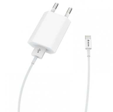 Devia Smart Charger MFI Lightning Suit - захранване за ел. мрежа с USB изход и Lightning кабел за iPhone, iPad и устройства с Lightning порт | Marovski Devia Smart Charger MFI Lightning Suit - захранване за ел. мрежа с USB изход и Lightning кабел за iPhone, iPad и устройства с Lightning порт