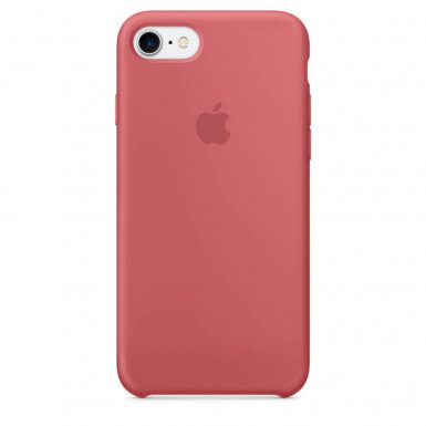 Apple Silicone Case - оригинален силиконов кейс за iPhone 8, iPhone 7 (светлочервен)