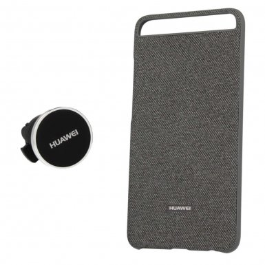 Huawei Car Holder Gift Box - подаръчен оригинален комплект от кейс и магнитна поставка за Huawei P10 Plus (сив)