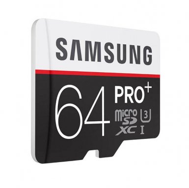 Samsung MicroSDXC Pro Plus 64GB UHS-1 U3 (клас 10) 4K UHD Videos - MicroSDXC памет със SD адаптер за Samsung устройства (подходяща за GoPro)