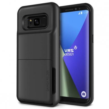Verus Damda Folder Case - висок клас хибриден удароустойчив кейс с място за кр. карти за Samsung Galaxy S8 Plus (черен)