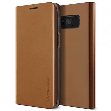 Verus Native S Diary Case - кожен калъф (естествена кожа), тип портфейл за Samsung Galaxy S8 Plus (кафяв)