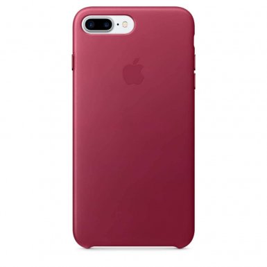 Apple iPhone Leather Case - оригинален кожен кейс (естествена кожа) за iPhone 8 Plus, iPhone 7 Plus (светлочервен)
