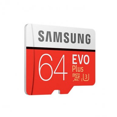 Samsung MicroSD 64GB EVO Plus UHS-I (U3) Memory Card 4K UHD Videos - MicroSD памет със SD адаптер за Samsung устройства (клас 10) (модел 2017) (подходяща за GoPro)