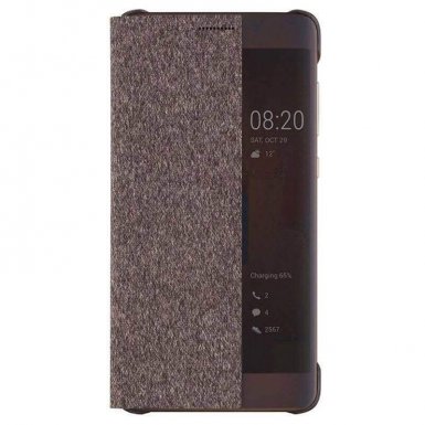 Huawei Smart View Flip Case - оригинален кожен калъф за Huawei Mate 9 Pro (кафяв)