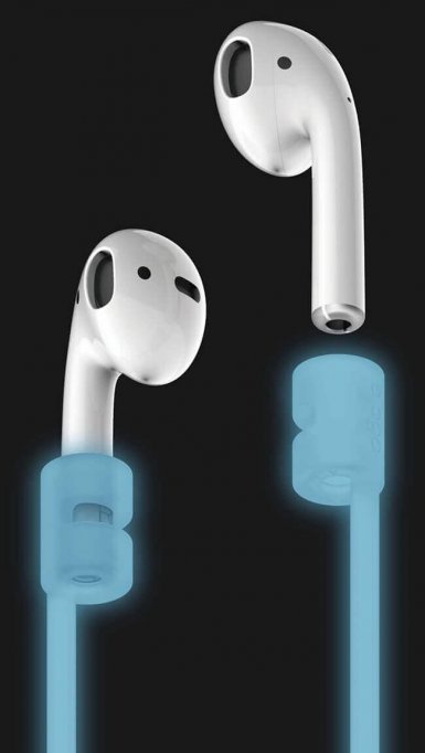 Elago AirPods Strap - тънко силиконово въженце за безжични слушалки Apple AirPods (бял-фосфор)