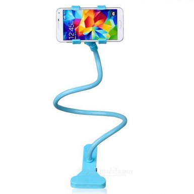 Clip-on Flexible Desktop Holder - универсална поставка за бюро и плоскости за мобилни устройства с ширина до 10 см. (син)
