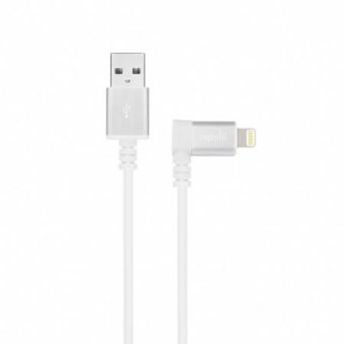 Moshi Lightning to USB Cable 90 degrees - USB кабел за iPhone 8, iPhone 7, 7 Plus, 6/6S, 6/6S Plus, 5/5S/5C/SE, iPad, iPod и всички устройства с Lightning конектор (150 см) (бял)