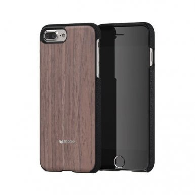 Mozo Wood Case - поликарбонатов кейс с гръб от истинско дърво за iPhone 8 Plus, iPhone 7 Plus (лешник)