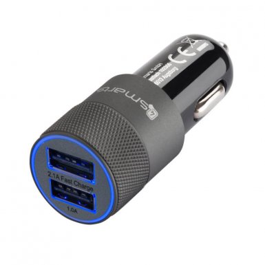 4smarts Hybrid Car Charger 15.5W, 3.1A - зарядно за кола (3.1 ампера) с 2 USB изхода за мобилни устройства (черен-сив)