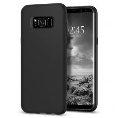 Spigen Liquid Crystal Case - тънък качествен термополиуретанов кейс за Samsung Galaxy S8 (черен-мат) 