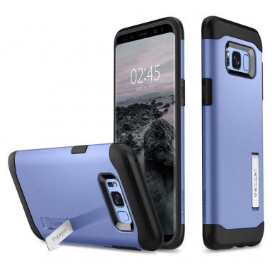 Spigen Slim Armor Case - хибриден кейс с поставка и най-висока степен на защита за Samsung Galaxy S8 (син)