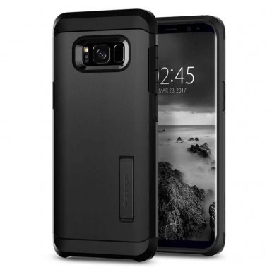 Spigen Tough Armor Case - хибриден кейс с най-висока степен на защита за Samsung Galaxy S8 Plus (тъмносив)