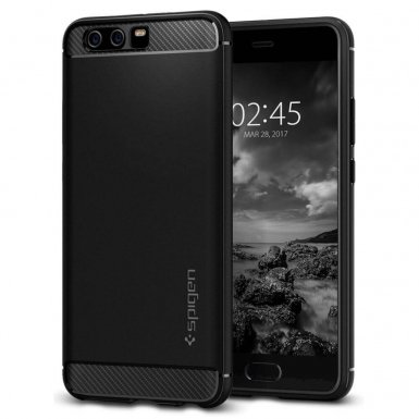 Spigen Rugged Armor Case - термополиуретанов кейс с най-висока степен на защита за Huawei P10 Plus (черен)