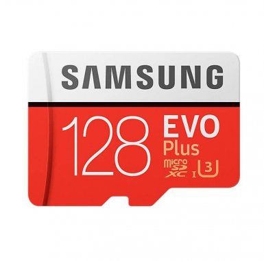 Samsung MicroSD 128GB EVO Plus UHS-I (U3) 4K UHD Videos - MicroSD памет със SD адаптер за Samsung устройства (клас 10) (модел 2017) (Подходяща за GoPro) 