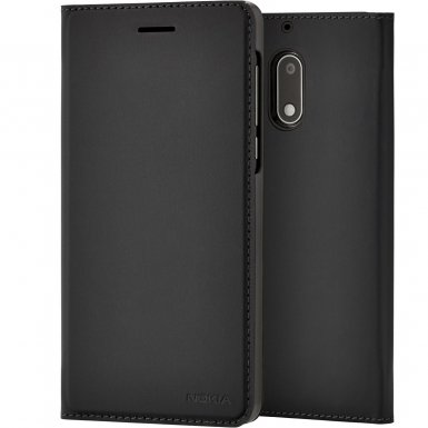 Nokia Slim Flip Case CP-302 - оригинален кожен калъф с отделение за кр. карта за Nokia 5 (черен)