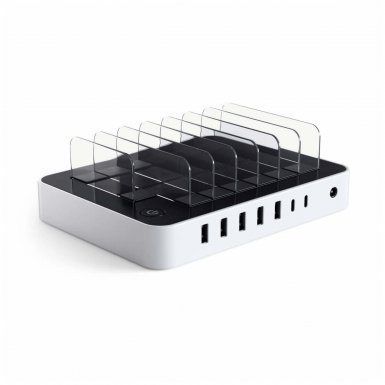 Satechi Multi Dock 7 Port USB-C Station - док станция с 5xUSB и 2xUSB-C гнезда за зареждане за таблети и смартфони (бял)