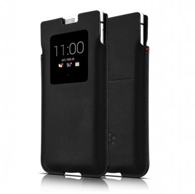 Blackberry Leather Smart Pocket PKB100-3AALWE1 - оригинален калъф от естествена кожа за BlackBerry KeyOne (черен)