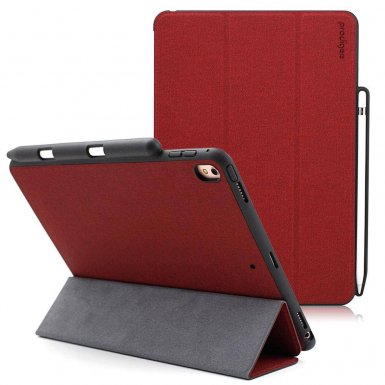 Prodigee Expert Case - кожен калъф, тип папка и поставка за iPad Air 3 (2019),  iPad Pro 10.5 (2017) (червен)