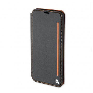 4smarts Flip Case Two Tone - кожен калъф с поставка и отделение за кр. карта за iPhone XS, iPhone X (черен)