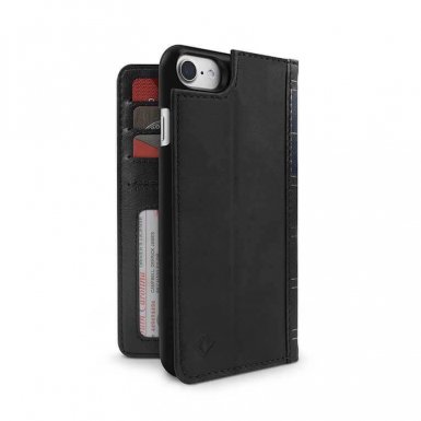 TwelveSouth BookBook - луксозен кожен калъф (с кейс) тип портфейл за iPhone 8, iPhone 7 (черен)