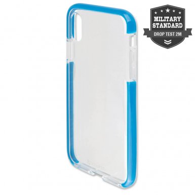 4smarts Soft Cover Airy Shield - хибриден удароустойчив кейс за iPhone XS, iPhone X (син-прозрачен)