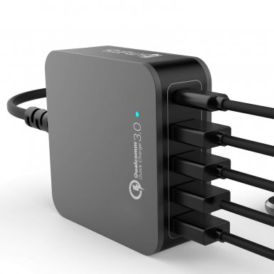 4smarts Charging Station VoltPlug Qualcomm Quick Charge 3.0 & USB Type-C 40W (12A)- захранване с 4хUSB изхода и USB-C изход 