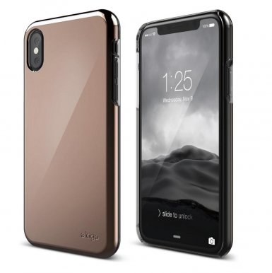 Elago S8 Slim Fit 2 Case - качествен поликарбонатов кейс за iPhone XS, iPhone X (розово злато)