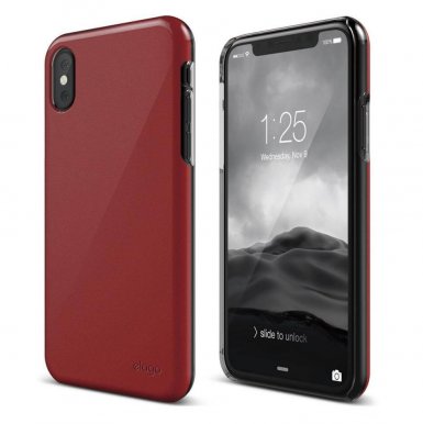 Elago S8 Slim Fit 2 Case - качествен поликарбонатов кейс за iPhone XS, iPhone X (червен)