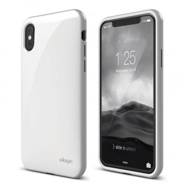 Elago S8 Cushion Case - удароустойчив TPU (термополиуретанов) калъф за iPhone XS, iPhone X (бял)