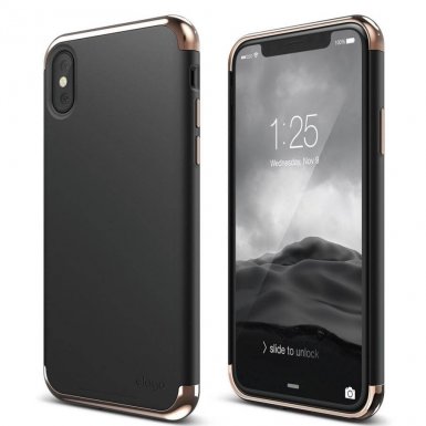 Elago Empire Case - качетвен хибриден кейс за iPhone XS, iPhone X (черен)
