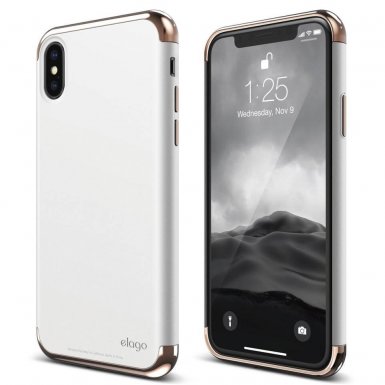Elago Empire Case - качетвен хибриден кейс за iPhone XS, iPhone X (бял)