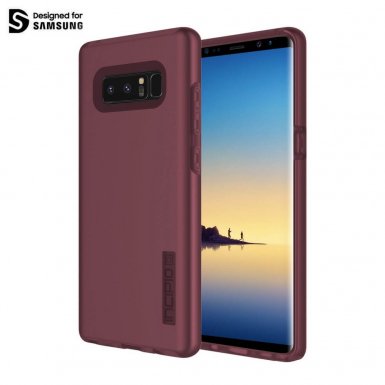 Incipio DualPro - удароустойчив хибриден кейс за Samsung Galaxy Note 8 (тъмночервен)