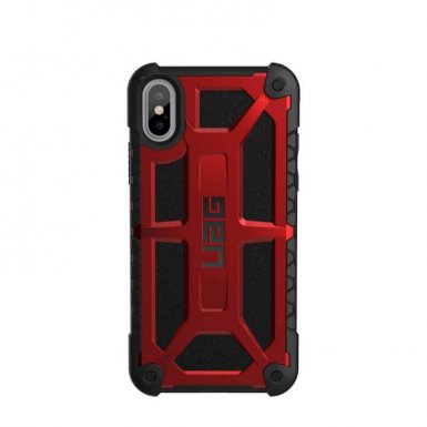 Urban Armor Gear Monarch Case - удароустойчив хибриден кейс за iPhone XS, iPhone X (червен-черен)