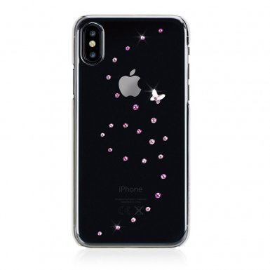 Bling My Thing Papillon Pink Mix Swarovski - поликарбонатов кейс с кристали Сваровски за iPhone XS, iPhone X (прозрачен)
