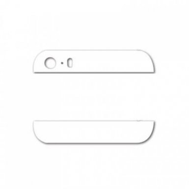 OEM Back Cover Glass - стъклени елементи за горната и долната част от гърба за iPhone 5S (бял)