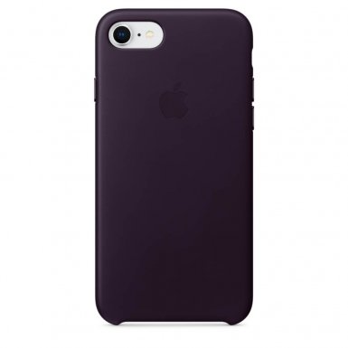Apple iPhone Leather Case - оригинален кожен кейс (естествена кожа) за iPhone 8, iPhone 7 (тъмнолилав)