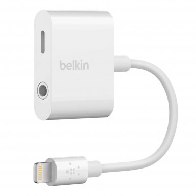 Belkin 3.5 mm Audio Plus Charge RockStar - сертифициран адаптер 3.5 мм аудио жак и Lightning порт за зареждане и слушане на музика 