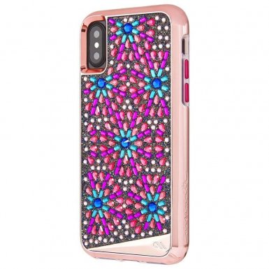 CaseMate Brilliance Case - кейс с висока защита и кристали за iPhone XS, iPhone X (розов)