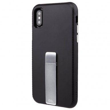 CaseMate Tough Stand Case - кейс с висока защита и поставка за iPhone XS, iPhone X (черен)