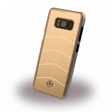 Mercedes-Benz Wave VIII Brushed Aluminium Hard Case - дизайнерски алуминиев кейс за Samsung Galaxy S8 (златист)