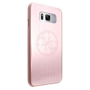 Guess Korry Aluminium Plate Case - дизайнерски алуминиев кейс за Samsung Galaxy S8 Plus (розов)