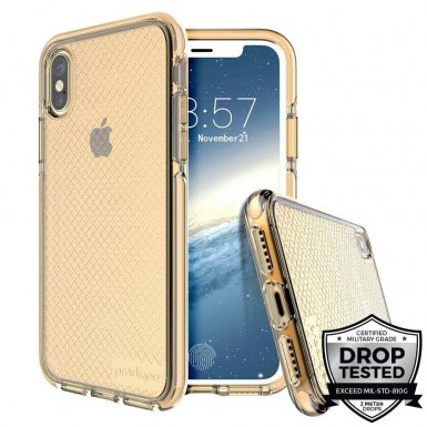 Prodigee Safetee Case - хибриден кейс с висока степен на защита за iPhone XS, iPhone X (златист)