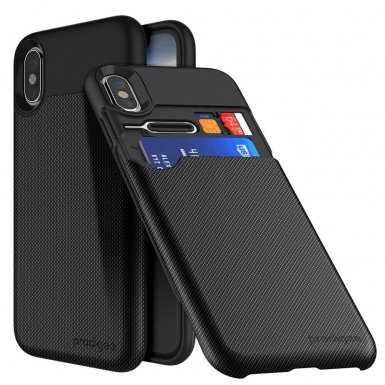 Prodigee Undercover Case - хибриден кейс с място за карти за iPhone XS, iPhone X (черен)