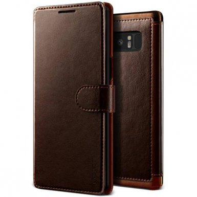 Verus Dandy Layered Case - кожен калъф, тип портфейл за Samsung Galaxy Note 8 (тъмнокафяв)