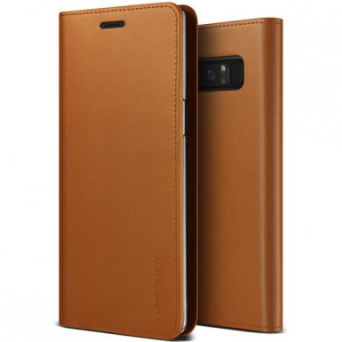 Verus Genuine Leather Diary Case - кожен калъф (естествена кожа), тип портфейл за Samsung Galaxy Note 8 (кафяв)