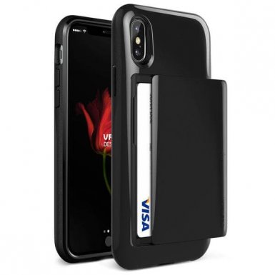 Verus Damda Glide Case - висок клас хибриден удароустойчив кейс с място за кр. карти за iPhone XS, iPhone X (черен)