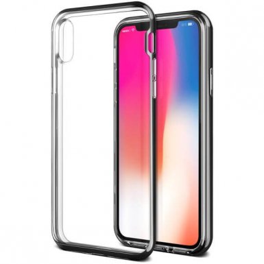 Verus Crystal Bumper Case - хибриден удароустойчив кейс за iPhone XS, iPhone X (черен мат-прозрачен)