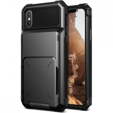 Verus Damda Folder Case - висок клас хибриден удароустойчив кейс с място за кр. карти за iPhone XS, iPhone X (черен)